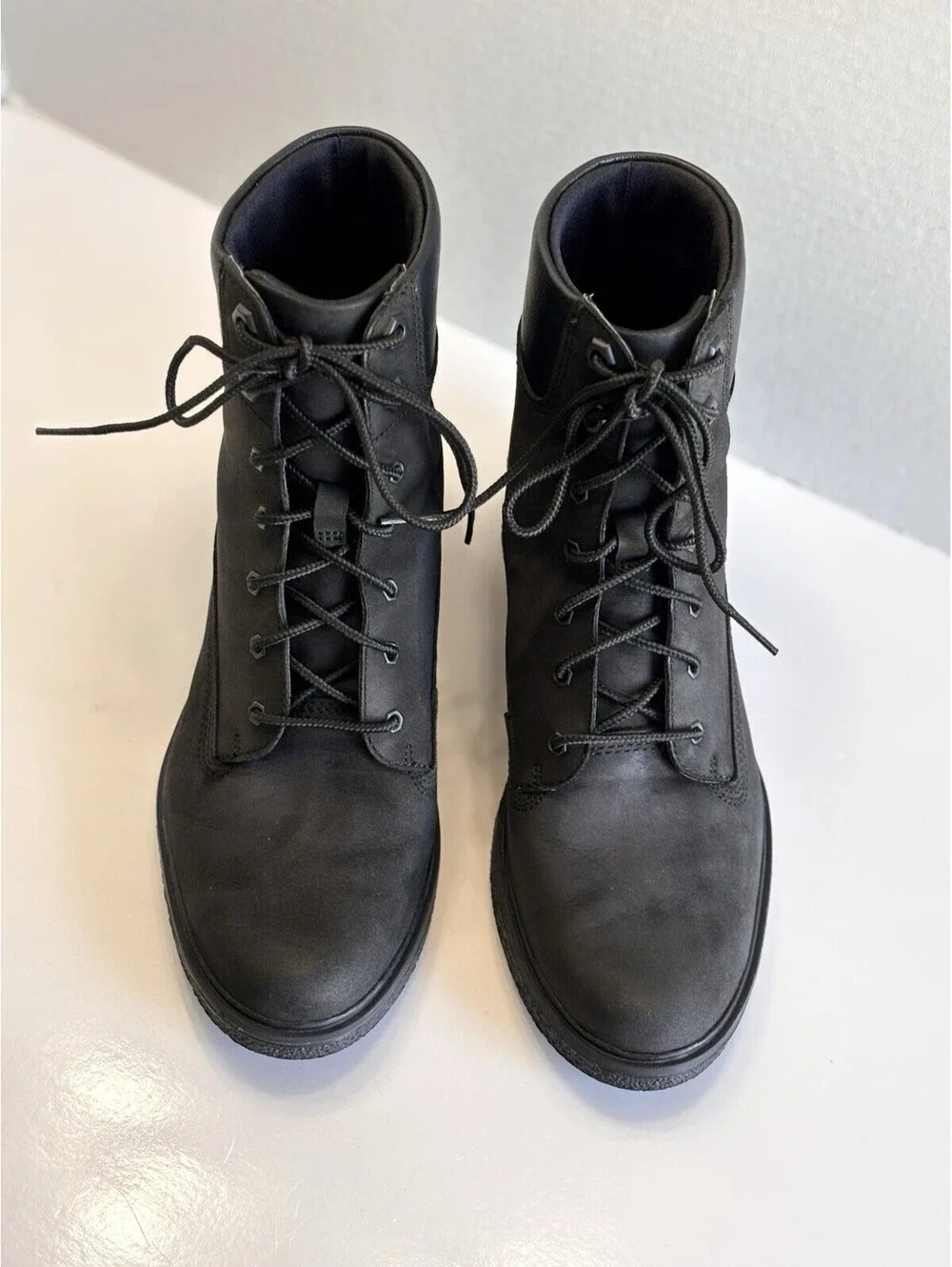 Timberland Brinda Ortholite Boots Women Black Nubuck Lace Up Heel Shoes Size 7.5